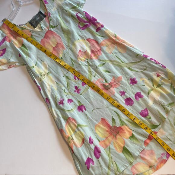 Reformation Tulip Print Silk Dress Womens Small/XS Mint Green Floral Pockets - Picture 10 of 10